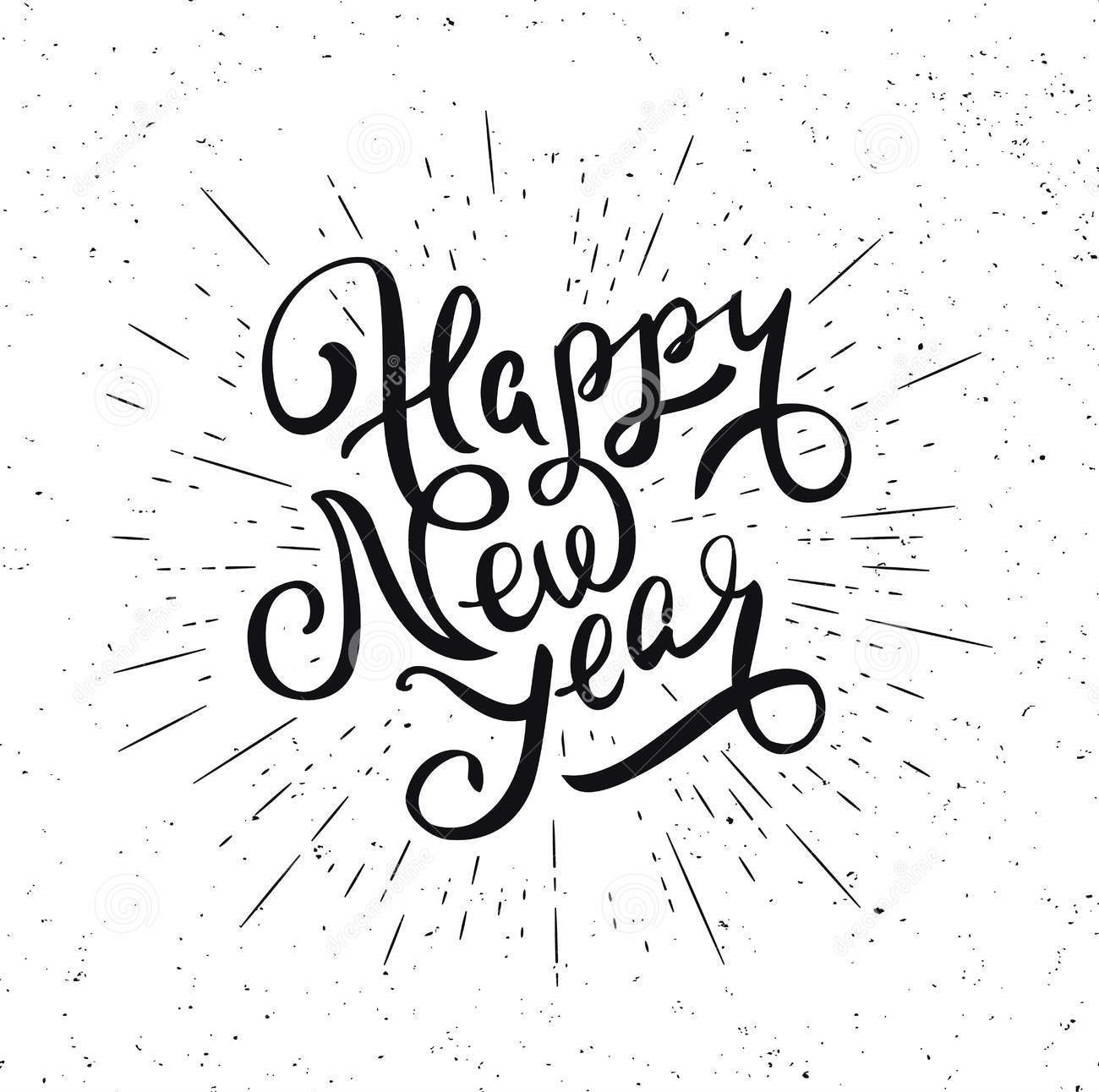 happy new year vector illustration handwritten lettering white background 79219266